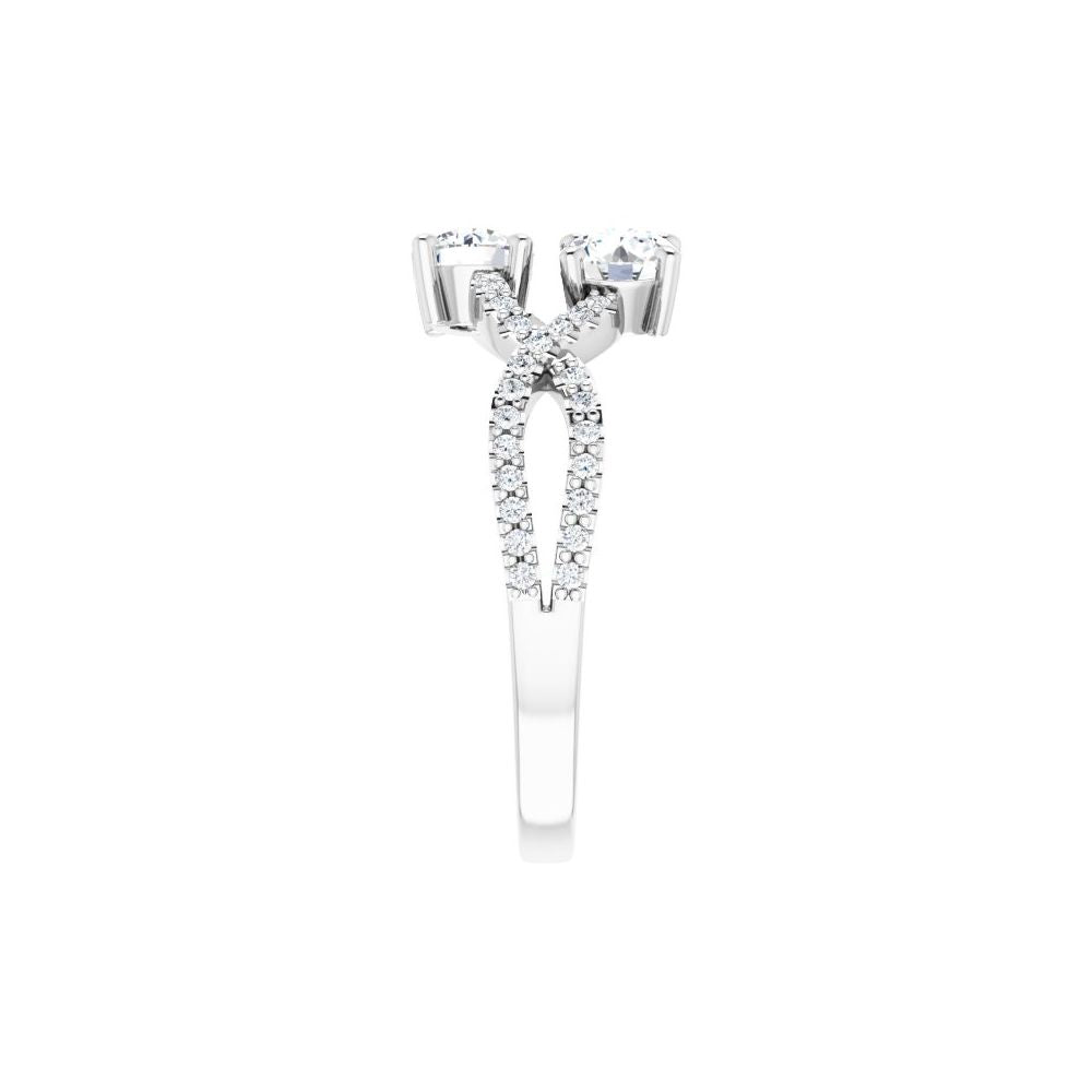 3/4 CT Natural Diamond Two-Stone Ring in 14K White Gold