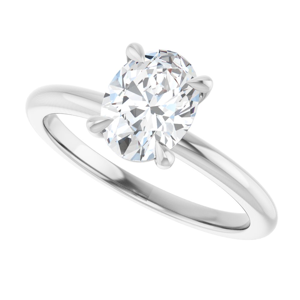 1 CT Lab-Grown Oval Diamond Solitaire Ring in 14K White Gold