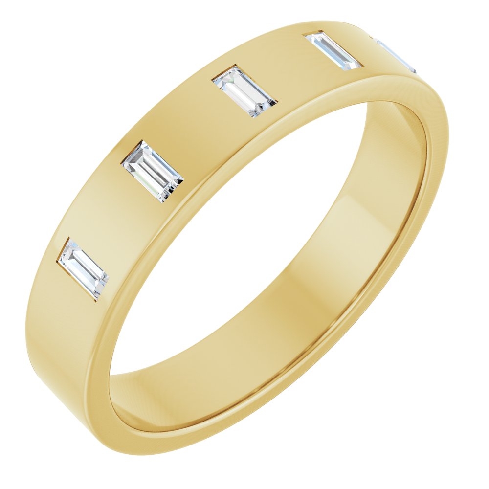 1/6 CT Natural Baguette Diamond Band in 14K Yellow Gold