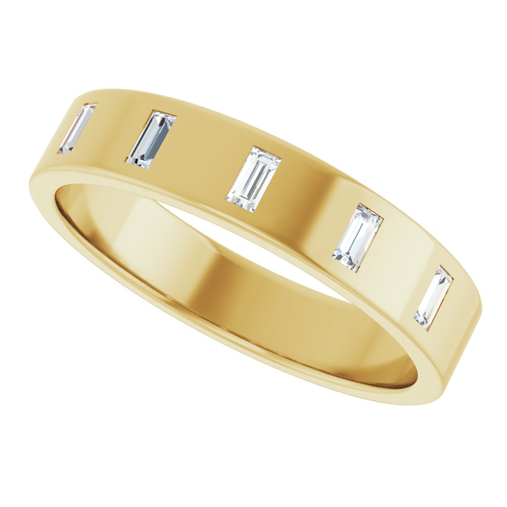1/6 CT Natural Baguette Diamond Band in 14K Yellow Gold