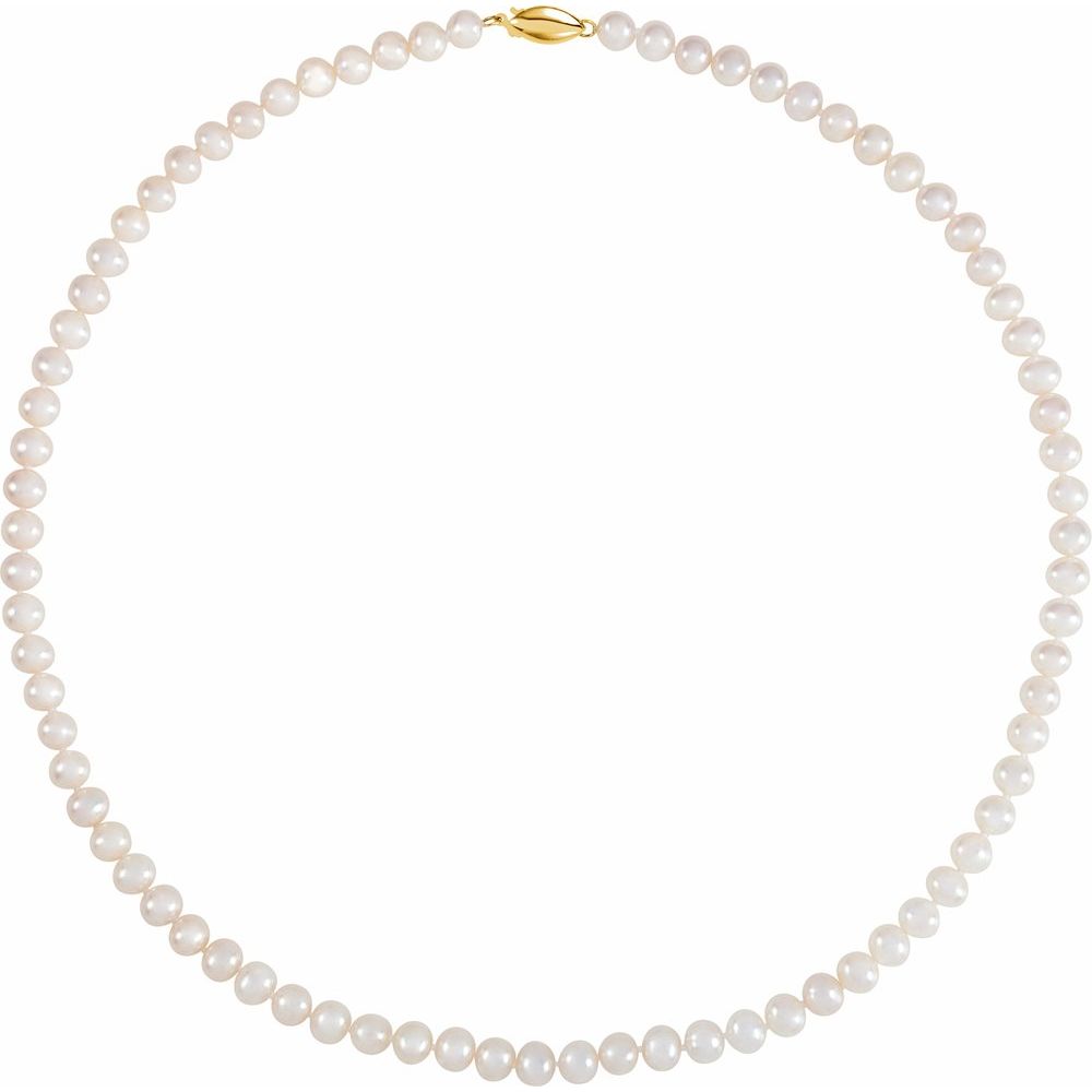 Panache® Cultured White Freshwater Pearl 18" Necklace in 14K Yellow Gold