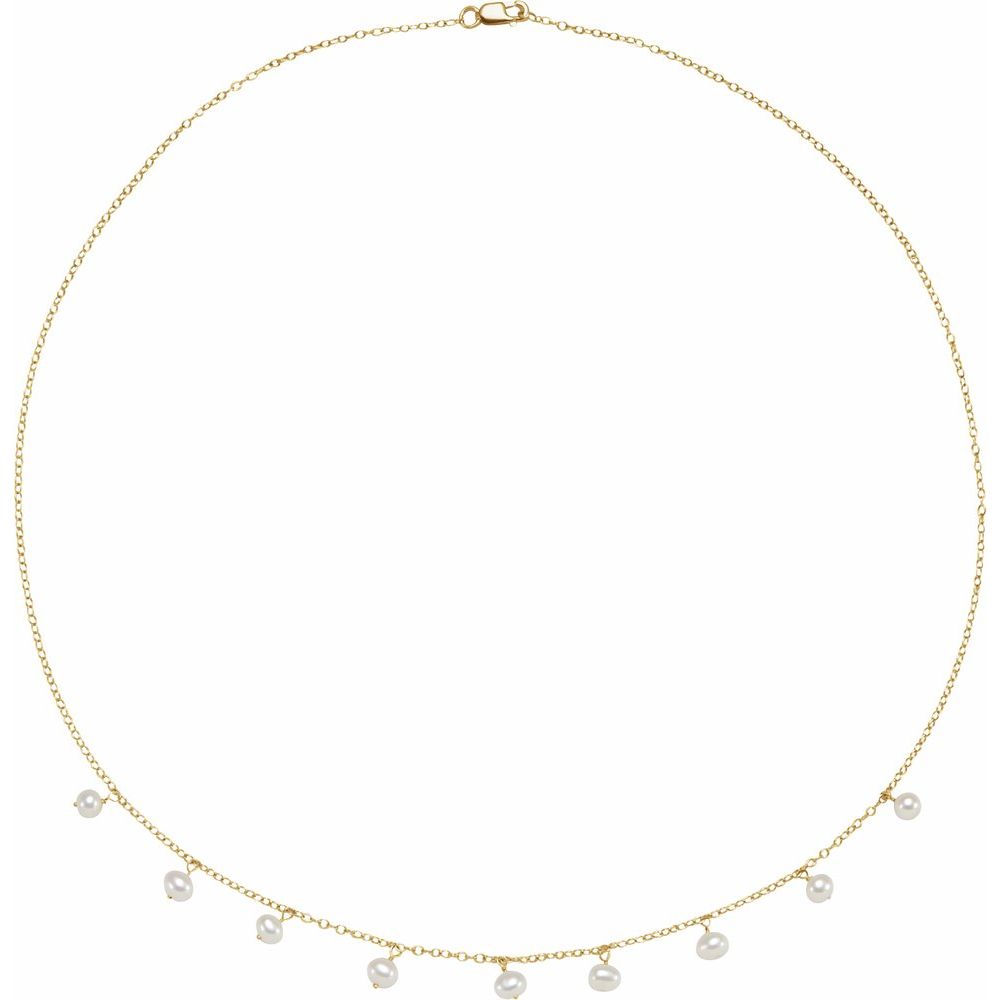 White Freshwater Pearl 18" Necklace in 14K Yellow Gold