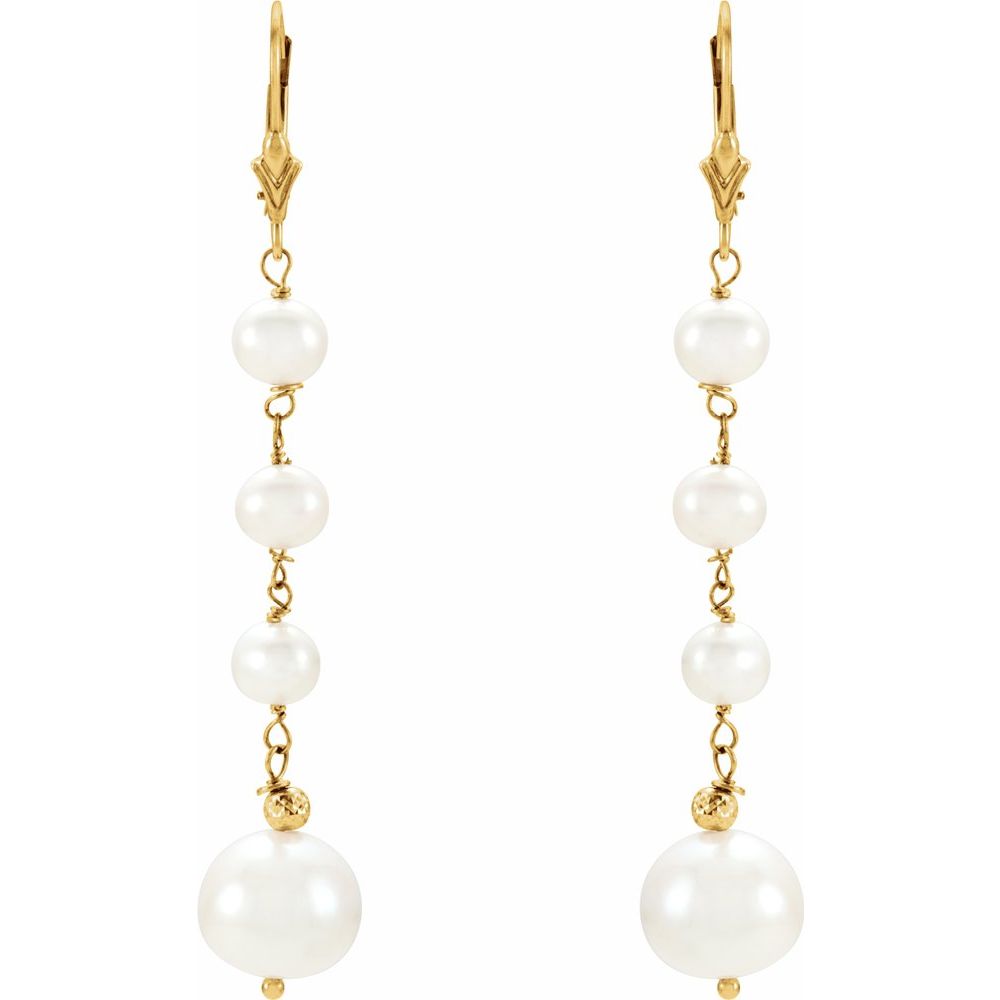 Freshwater Pearl Earrings in 14K Yellow Gold