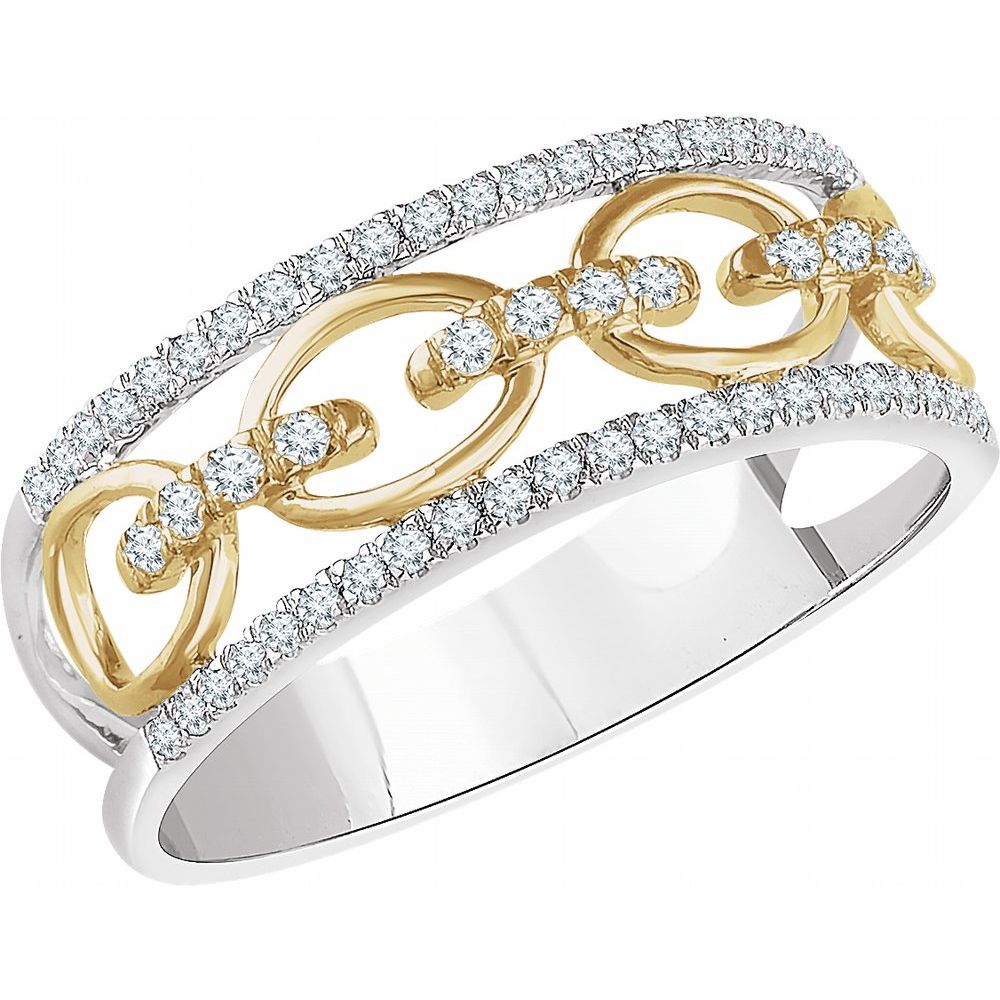 1/4 CT Natural Diamond Link Ring in 14K Yellow Gold