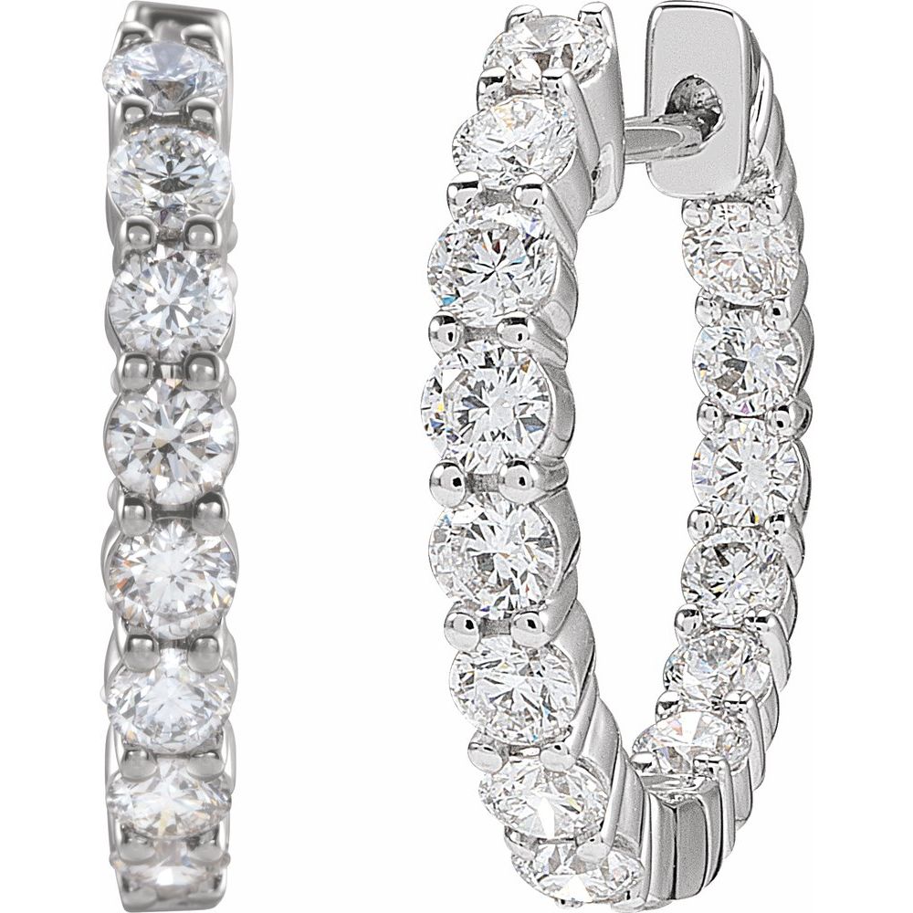 2 CT Lab-Grown Diamond Hoop Earrings in 14K White Gold