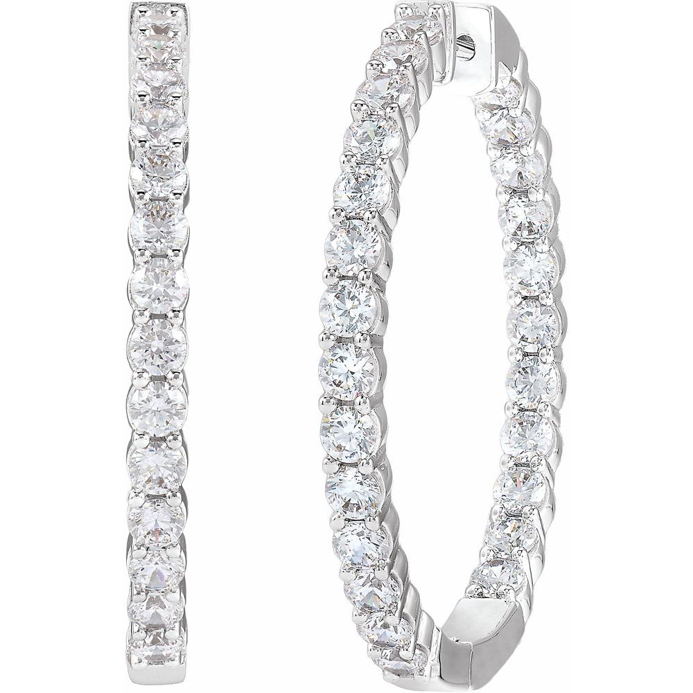 4 CT Lab-Grown Diamond Hoop Earrings in 14K White Gold
