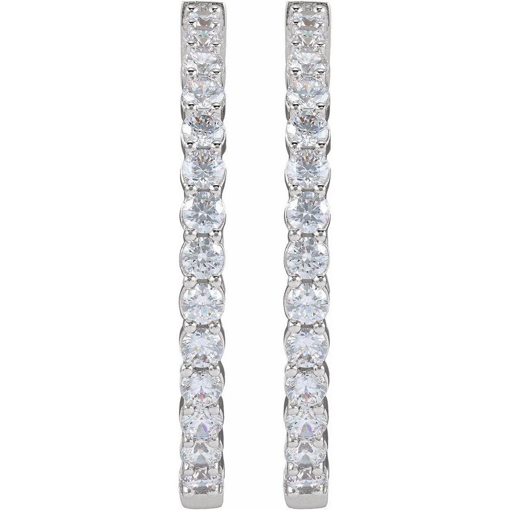 4 CT Lab-Grown Diamond Hoop Earrings in 14K White Gold