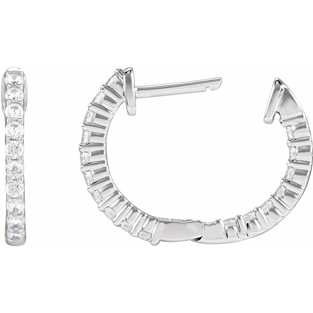 1/2 CT Lab-Grown Diamond Hoop Earrings in 14K White Gold