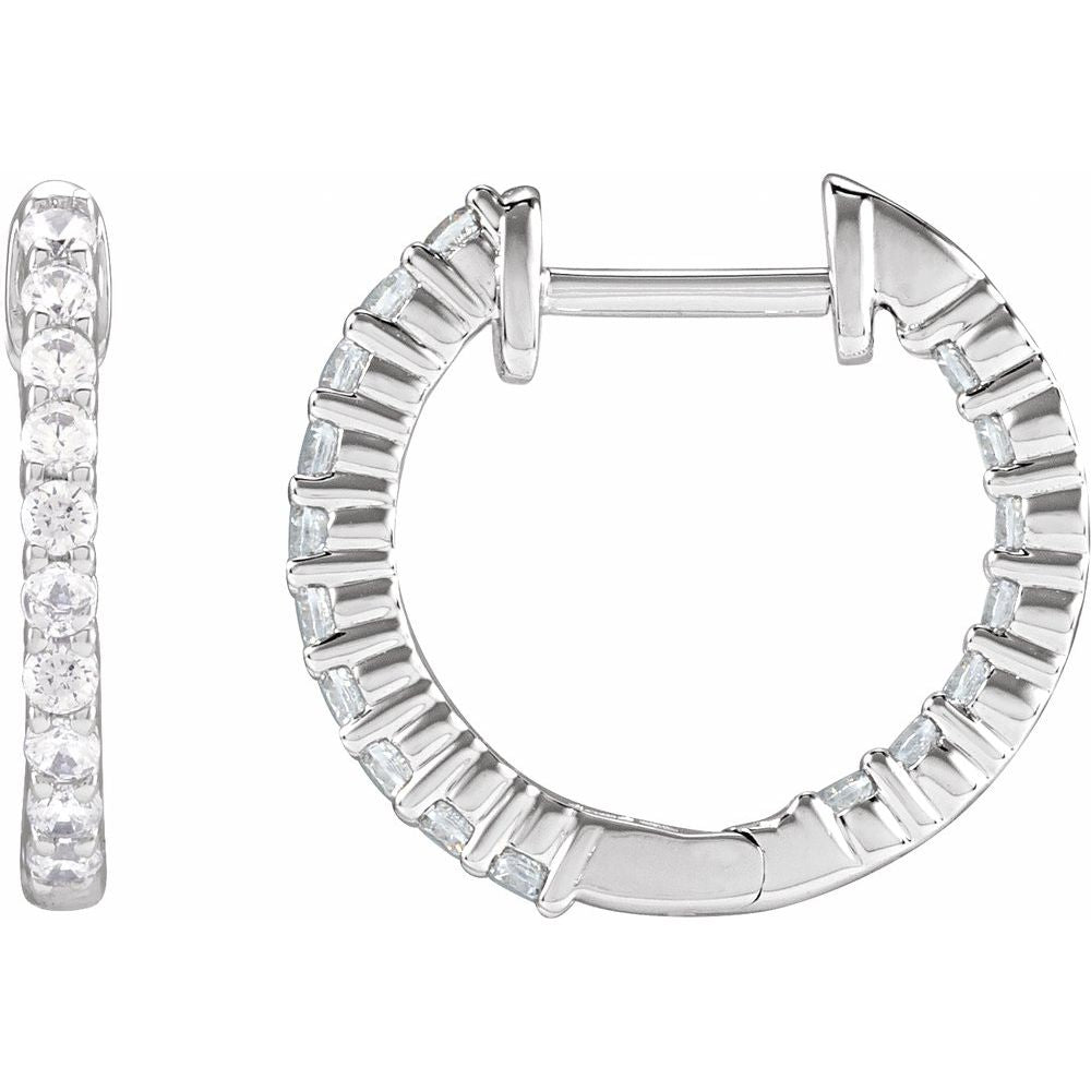 1/2 CT Lab-Grown Diamond Hoop Earrings in 14K White Gold