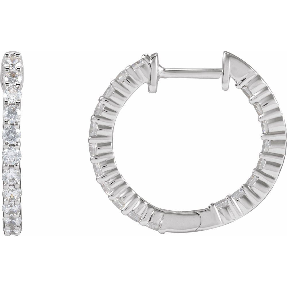 3/4 CT Lab-Grown Diamond Hoop Earrings in 14K White Gold