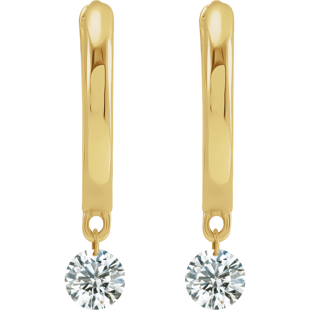1/3 CT Drilled Natural Diamond Hinged Hoop Earrings in 14K Yellow Gold