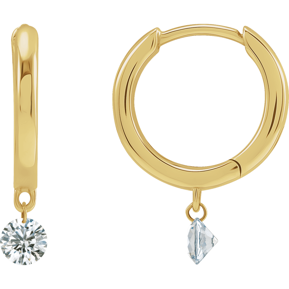1/3 CT Drilled Natural Diamond Hinged Hoop Earrings in 14K Yellow Gold