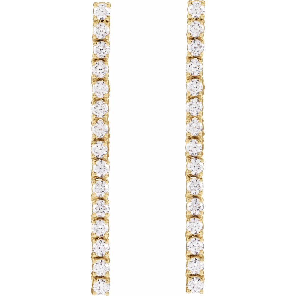 3/4 CT Natural Diamond Bar Earrings in 14K Yellow Gold
