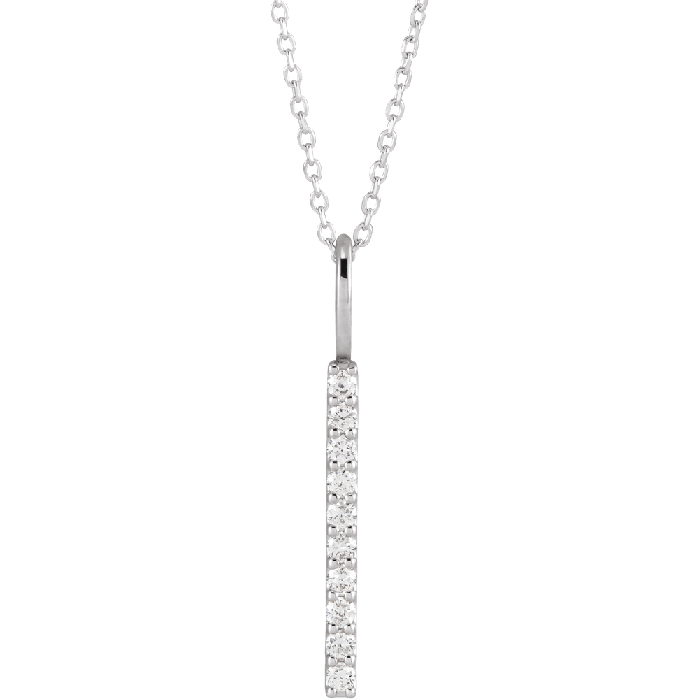 14K White Gold 1/6 CTW Natural Diamond Vertical Bar 16-18" Necklace