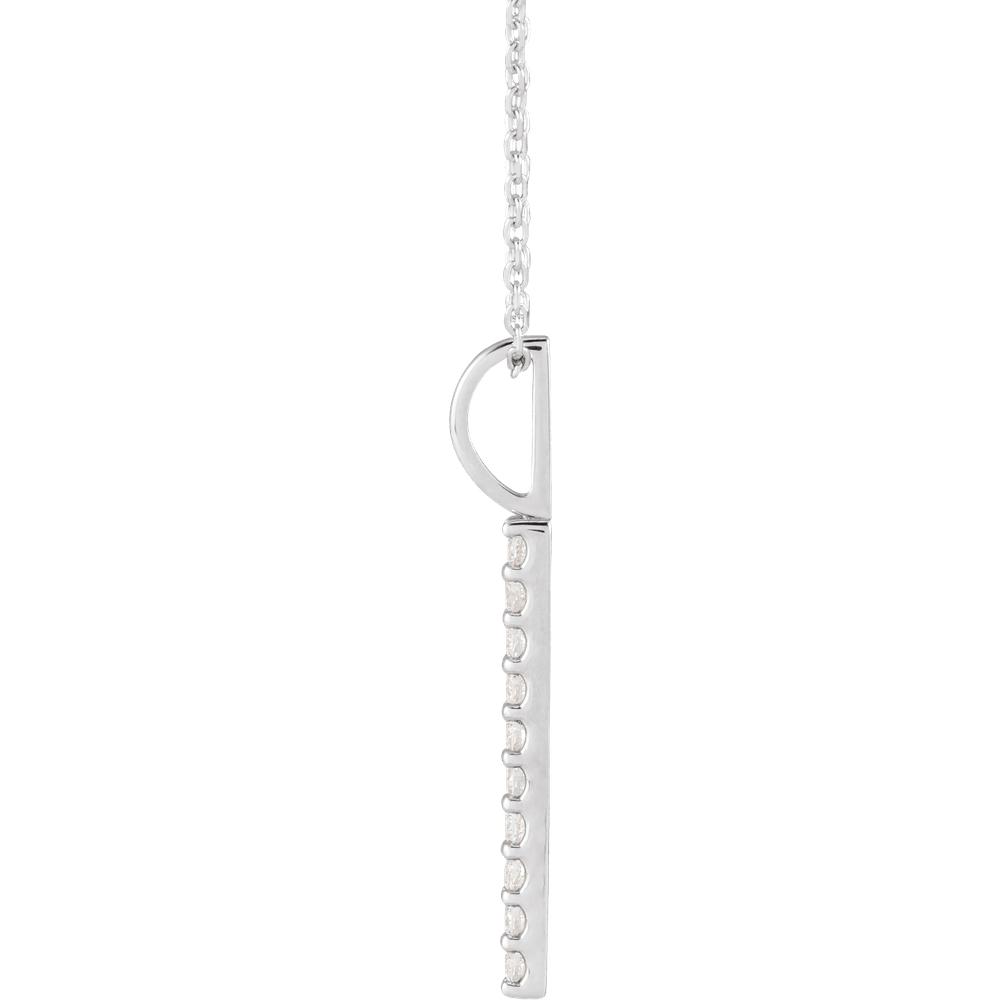 14K White Gold 1/6 CTW Natural Diamond Vertical Bar 16-18" Necklace
