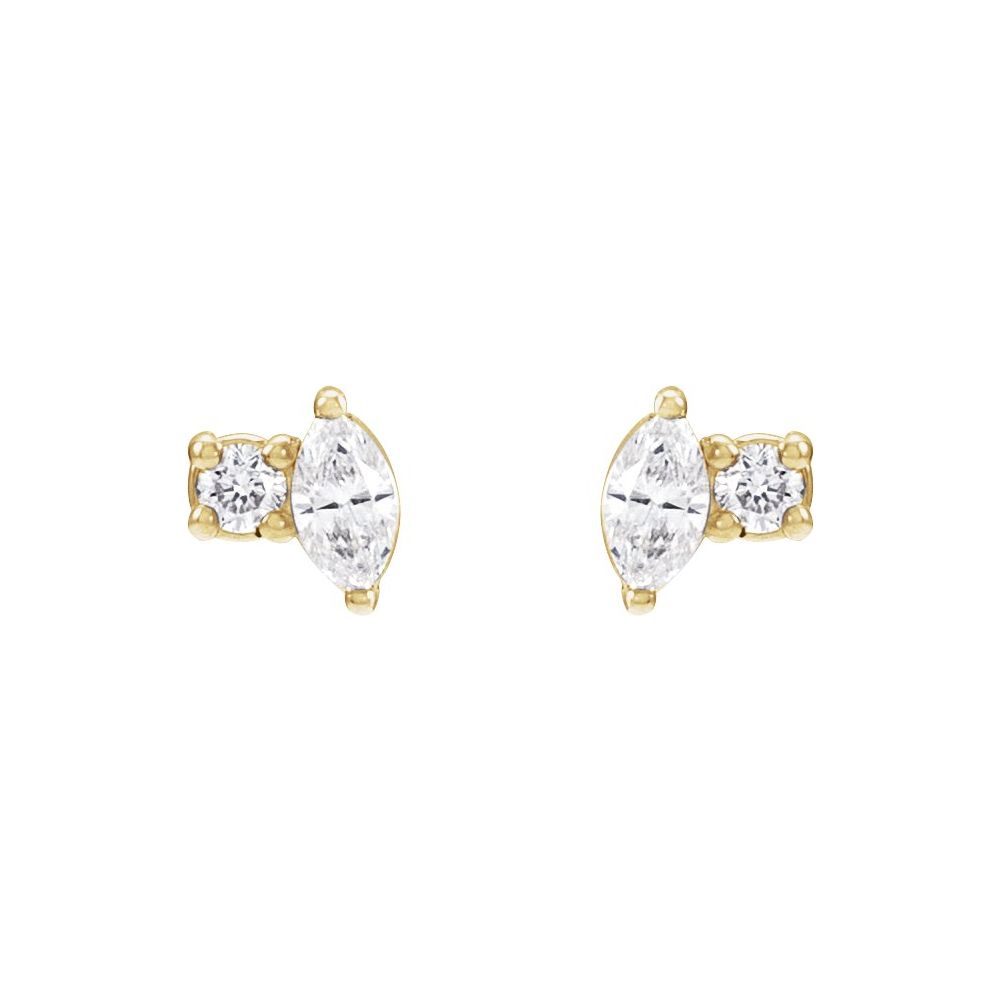 .08 CT Natural Diamond Earrings in 14K Yellow Gold