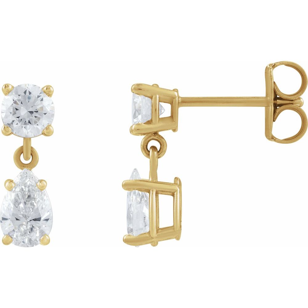 1 1/6 CT Lab-Grown Diamond Two-Stone Earrings in 14K Yellow Gold