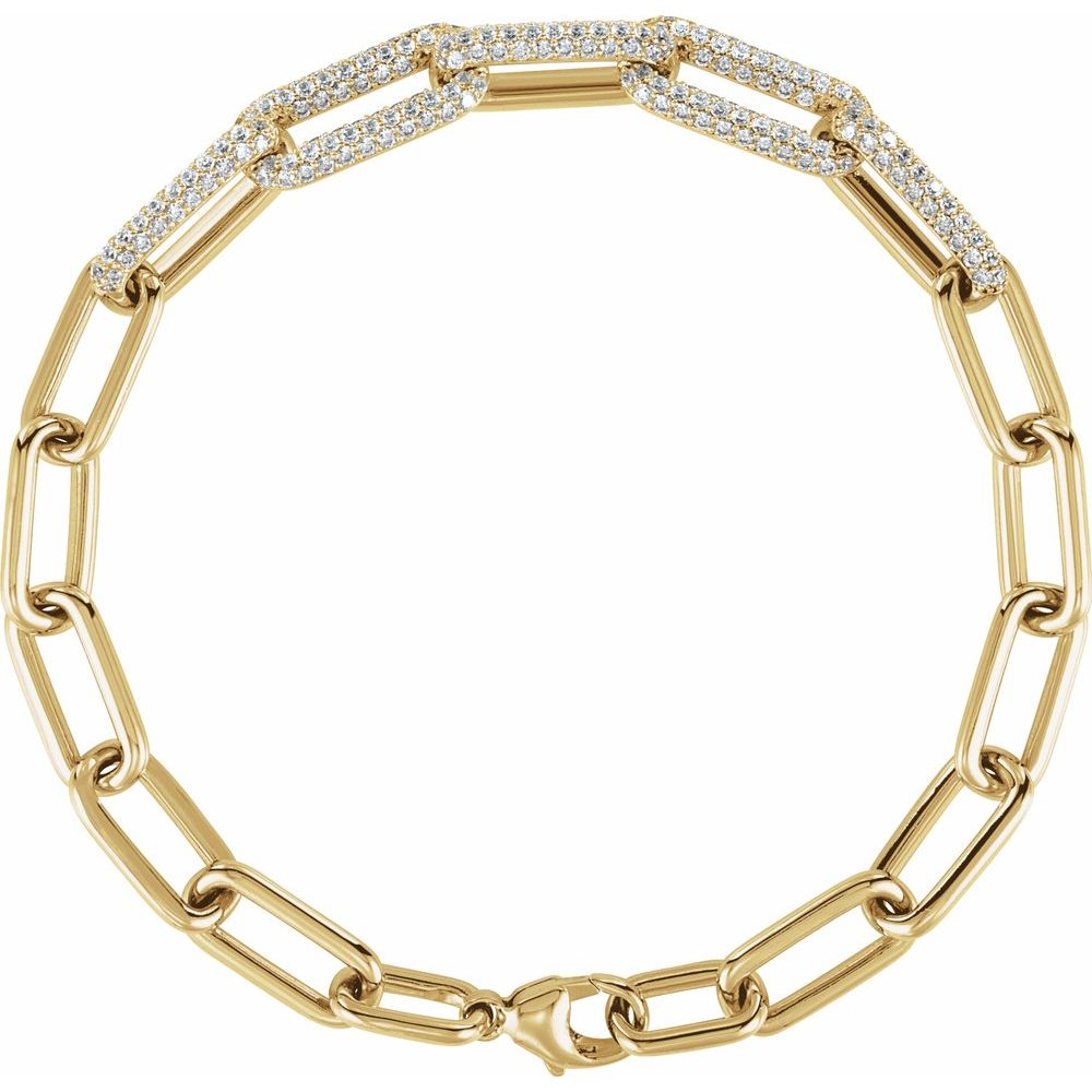 1 1/2 CT Lab-Grown Diamond Paperclip Bracelet in 14K Yellow Gold
