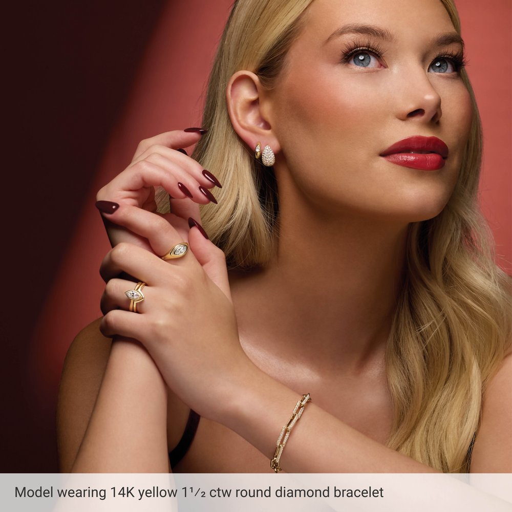 1 1/2 CT Lab-Grown Diamond Paperclip Bracelet in 14K Yellow Gold