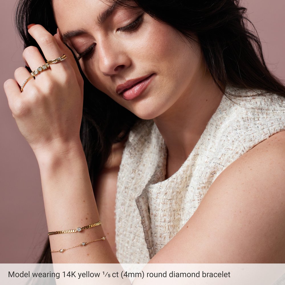 1/4 CT Natural Diamond Link Bracelet in 14K Yellow Gold