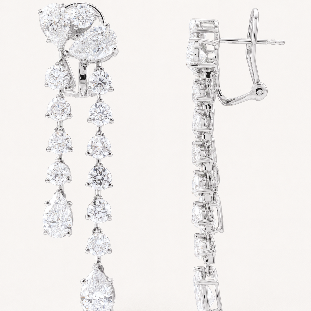 14K White Gold 9 1/2 CTW Lab-Grown Diamond Dangle Earrings
