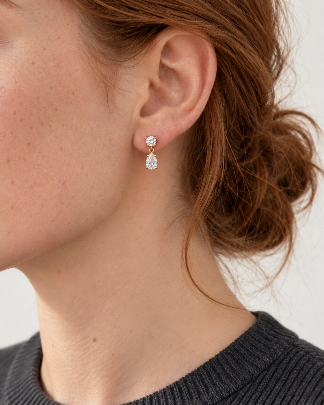 1 1/6 CT Lab-Grown Diamond Two-Stone Earrings in 14K Yellow Gold