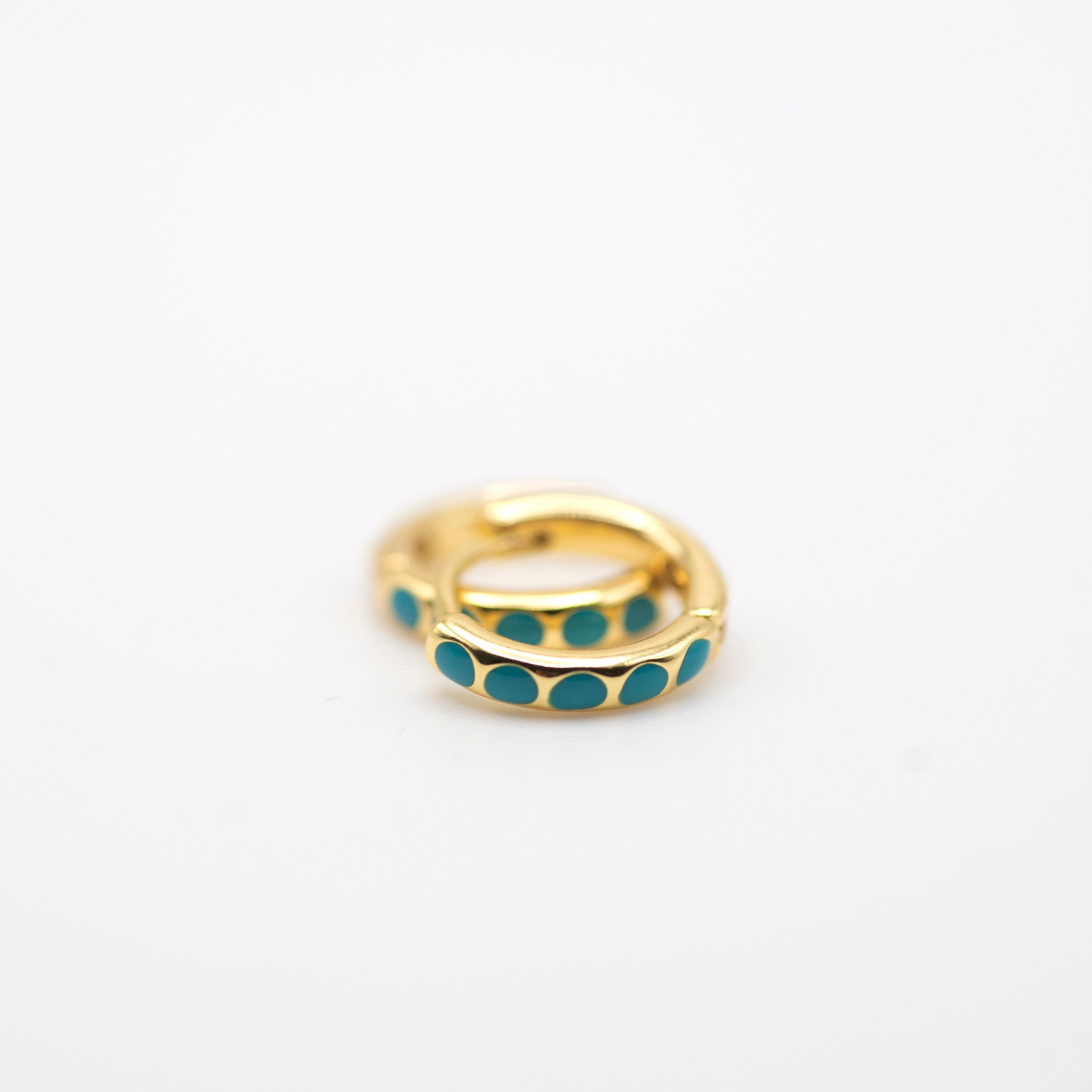 Turquoise Dot Mini Hoops