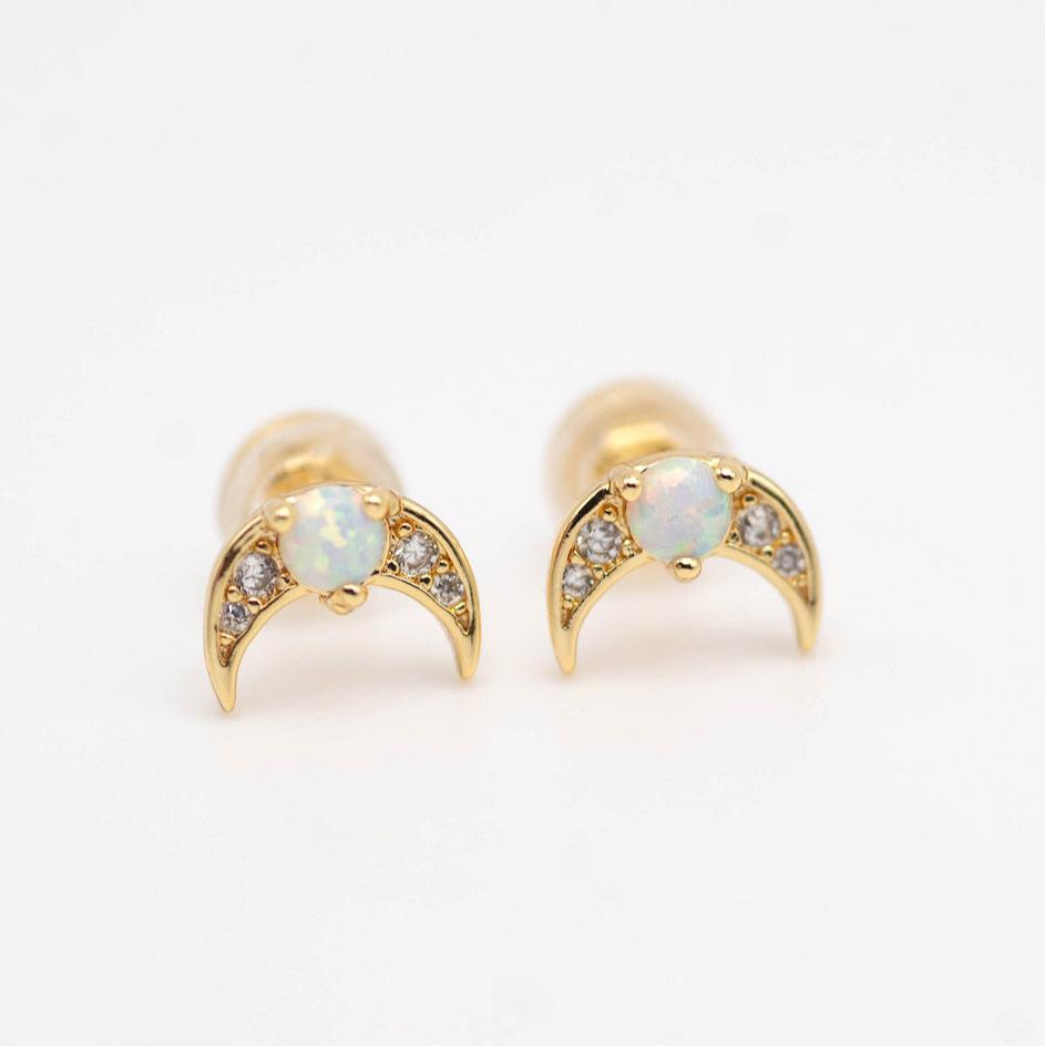 Opal Moon Studs