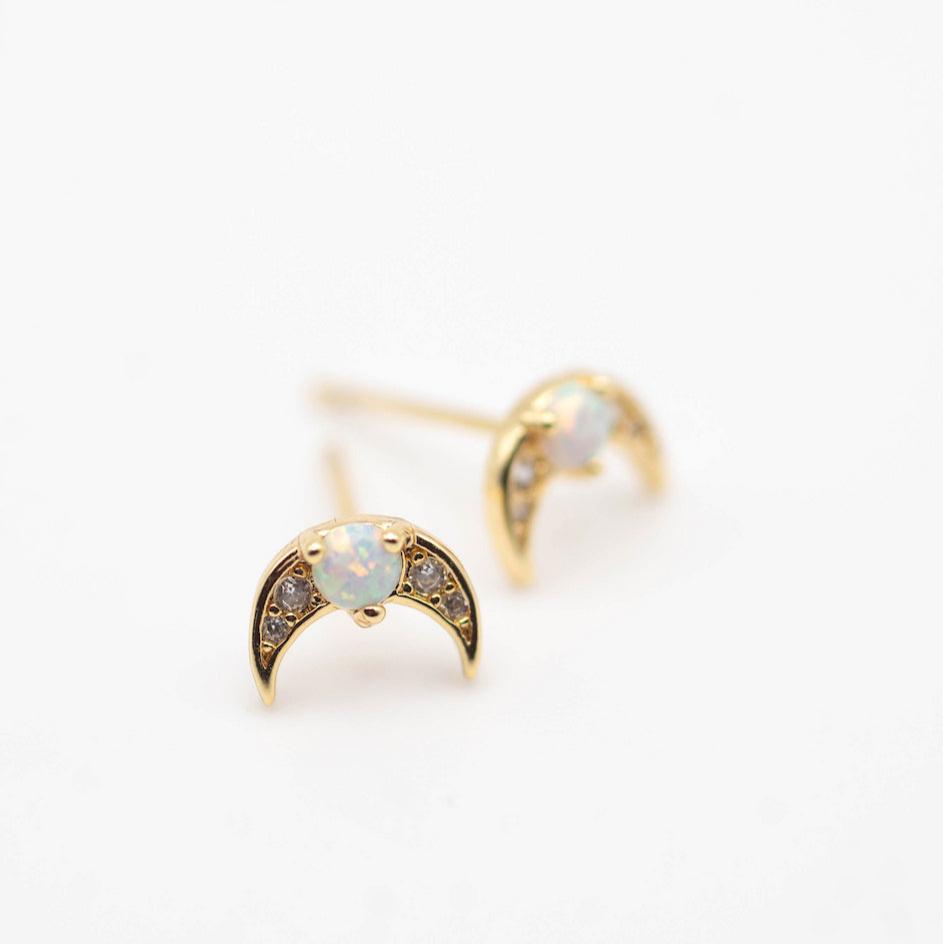 Opal Moon Studs