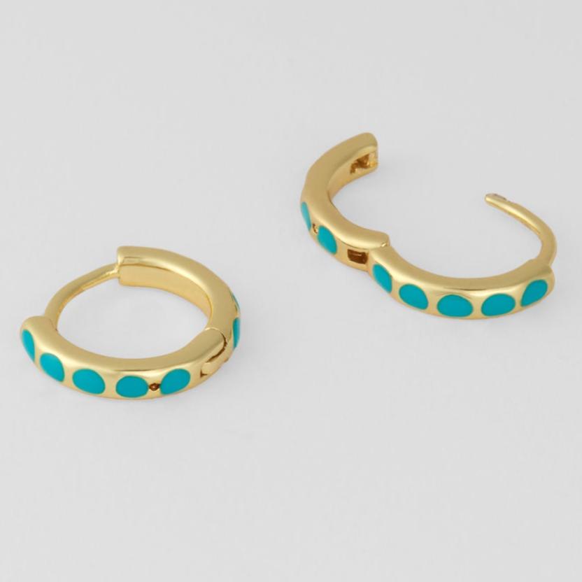 Turquoise Dot Mini Hoops