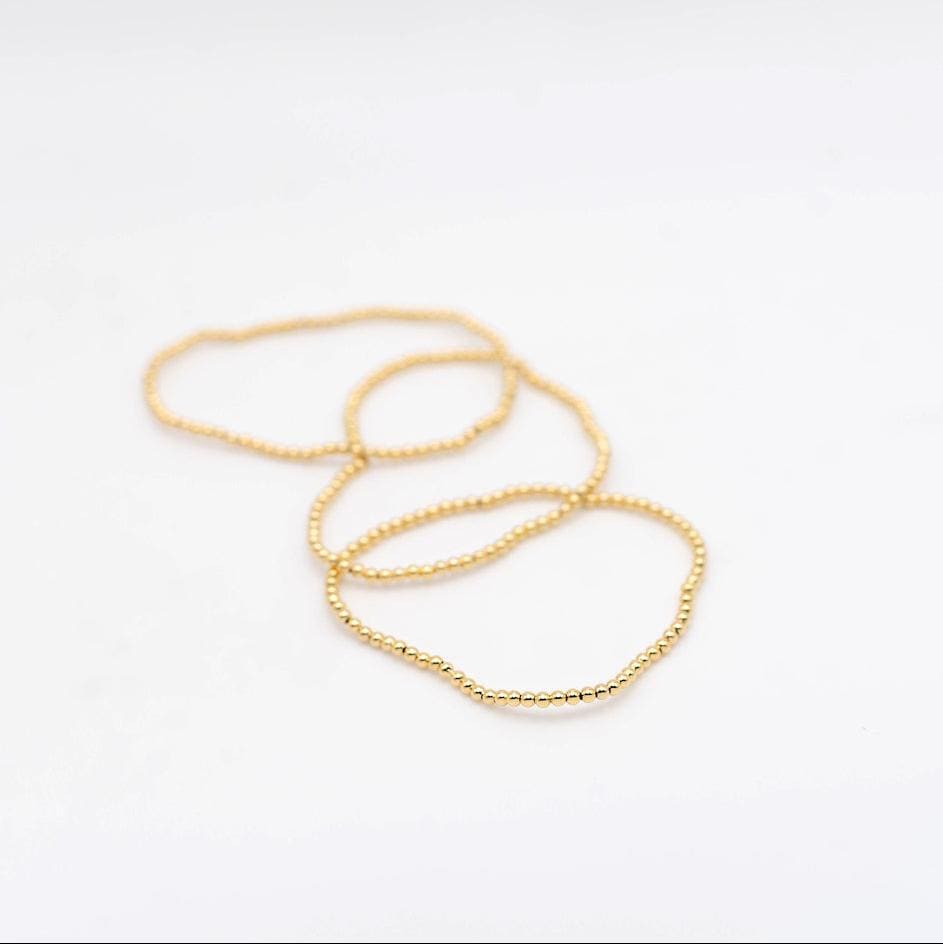 Gold Bead Bracelet Stack, Three Bracelet Stack, Gold Layering Bracelets, Dainty Gold Bead Bracelet, Minimalist Gold Bead Bracelet
