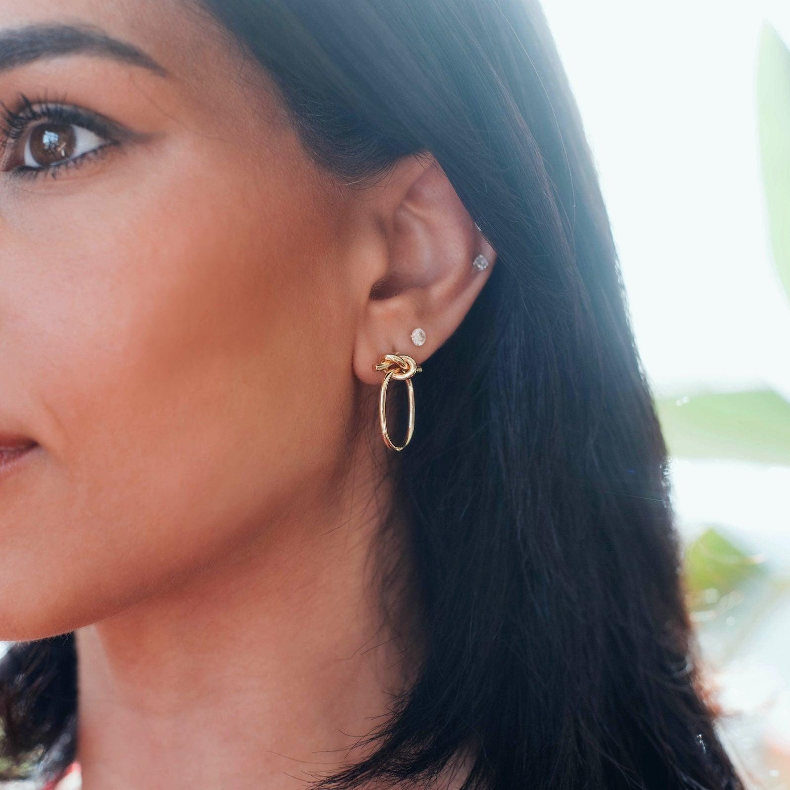 Knot Stud Earrings, Knot Hoop Earrings, Gold Hoop Stud Earrings, Gold Filled Drop Earrings, Love Knot Earrings, Knotted Hoop Earrings