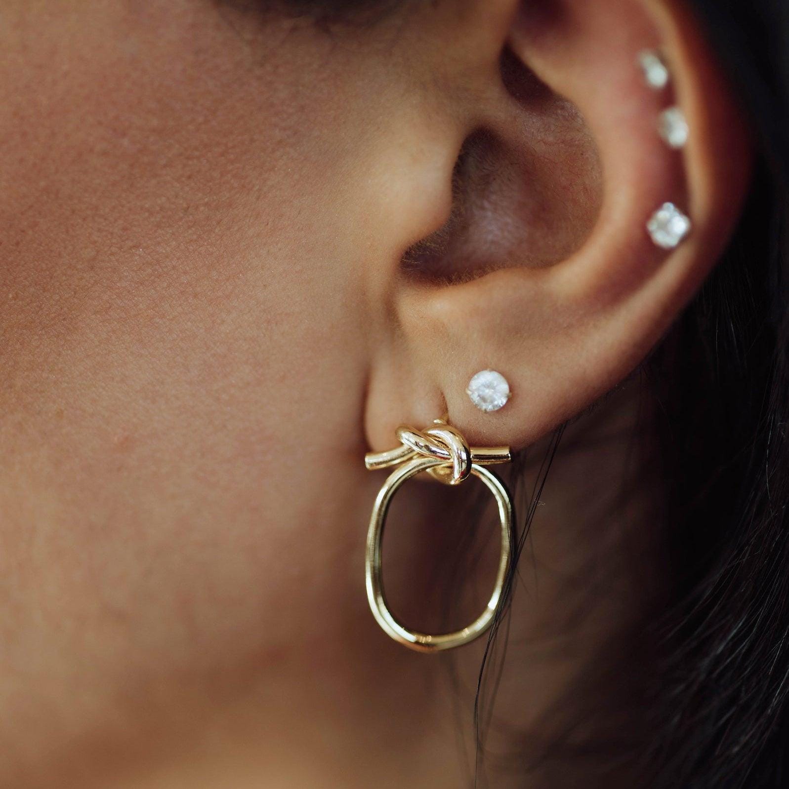 Knot Stud Earrings, Knot Hoop Earrings, Gold Hoop Stud Earrings, Gold Filled Drop Earrings, Love Knot Earrings, Knotted Hoop Earrings
