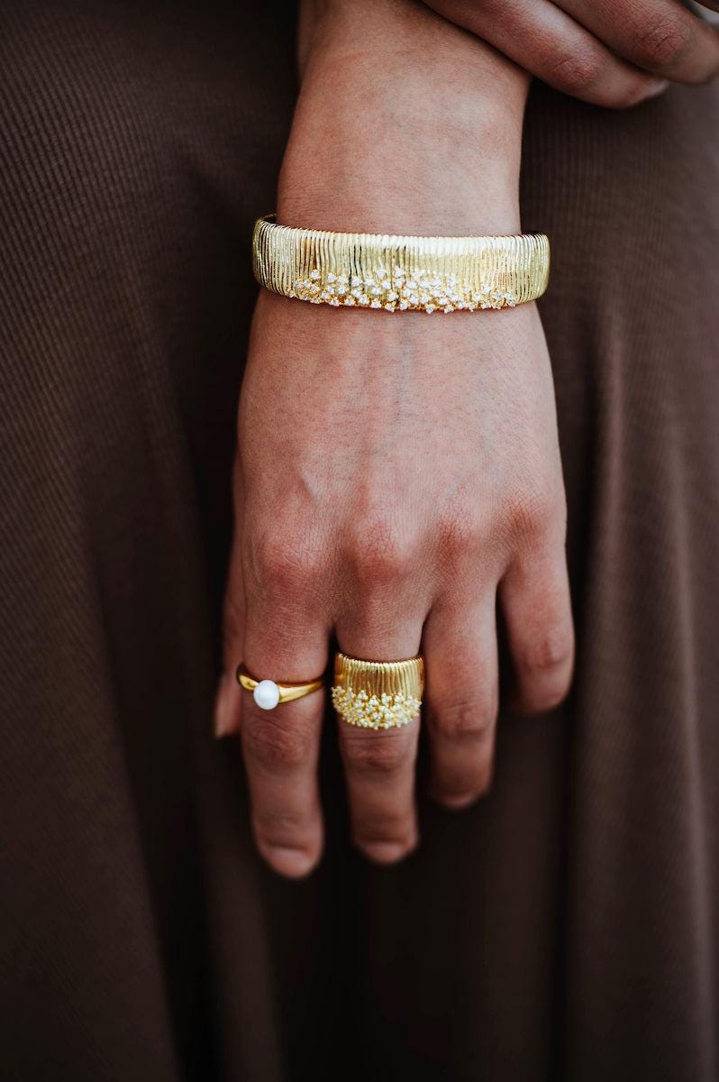 Gold Filled Cuff Bracelet, Chunky Gold Cuff, Gold Filled Bangle, Adjustable Gold Cuff, Wide Gold Bangle, Chunky Gold Bangle, CZ Bangle