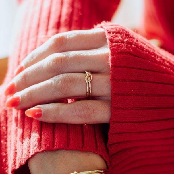 Knot Gold Ring, Love Knot Ring, Eternal Knot Ring, Gold Filled Ring, Knotted Ring, Adjustable Knot Ring, Crystal Knot Ring, Dainty Knot Ring