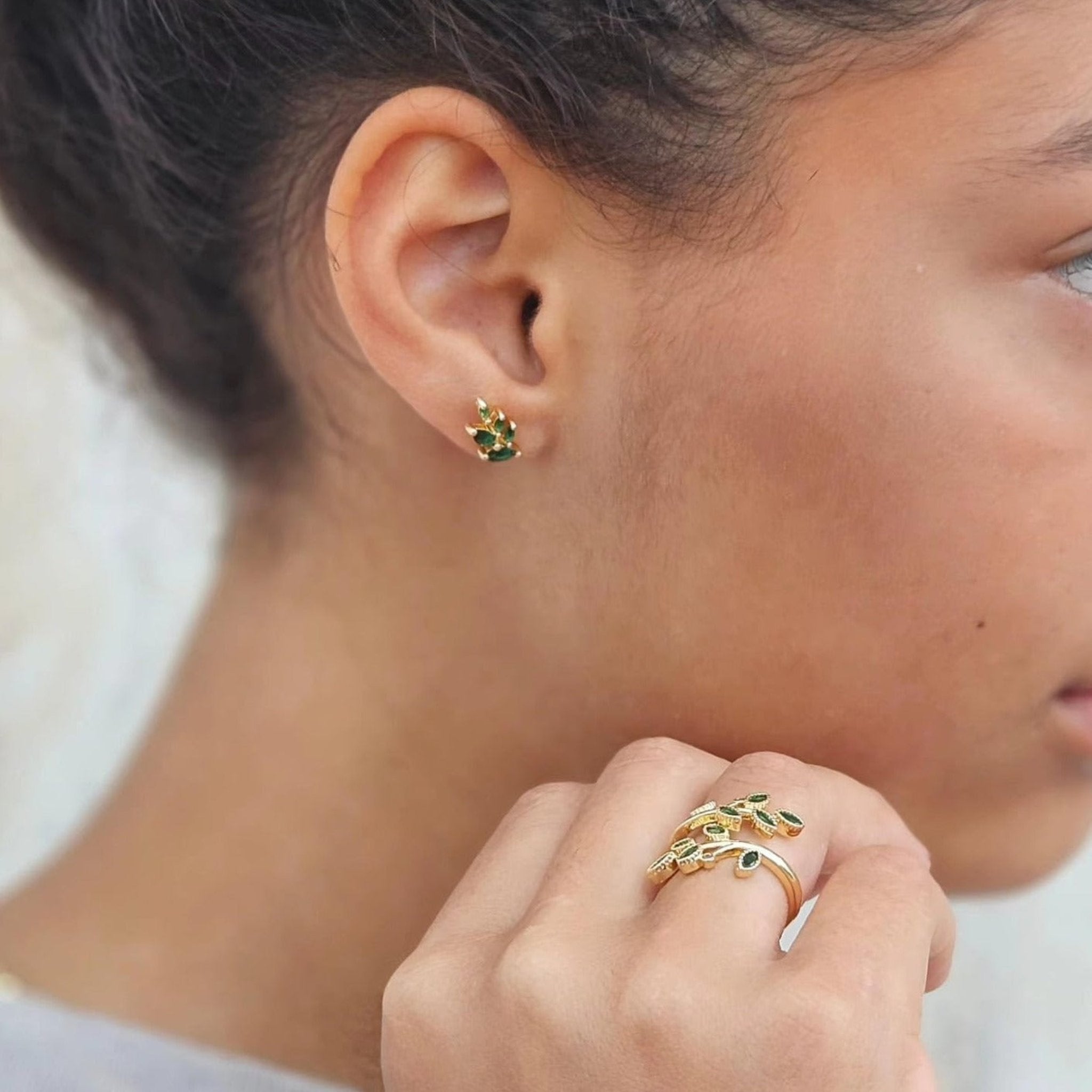 Emerald Olive Studs