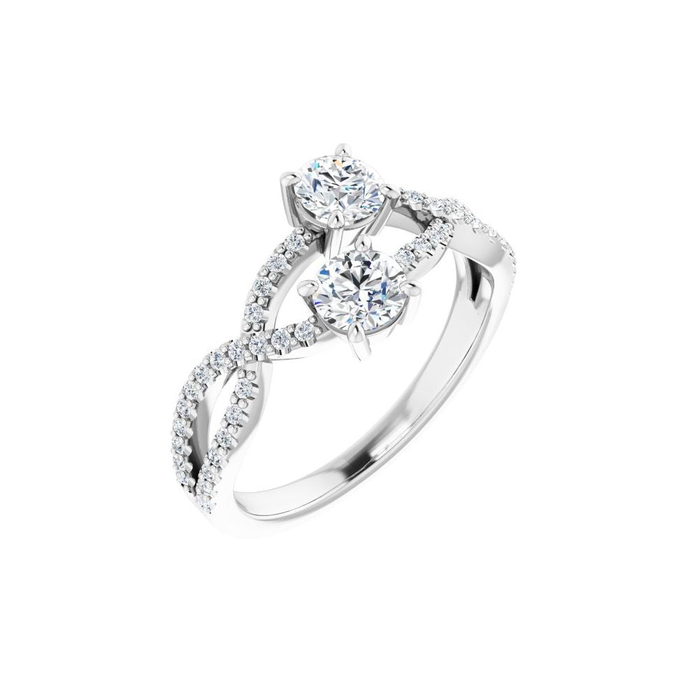 3/4 CT Natural Diamond Two-Stone Ring in 14K White Gold
