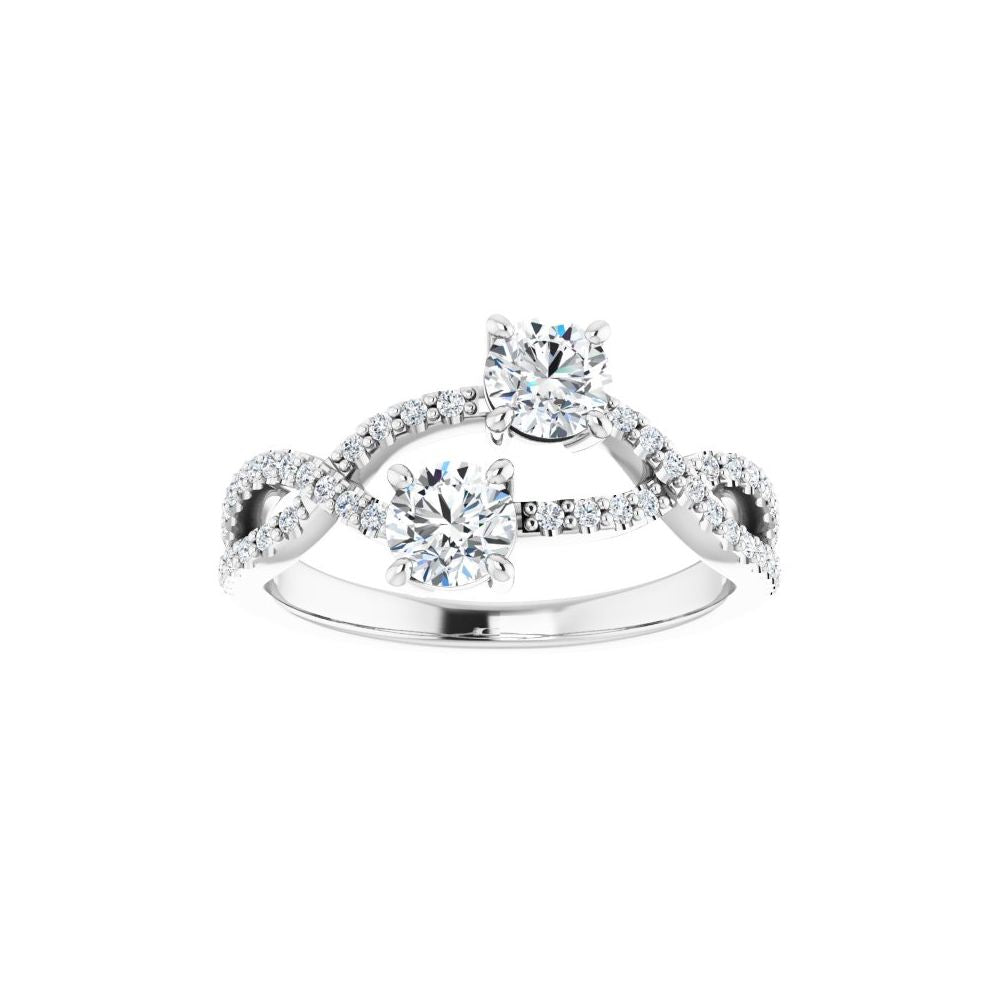 3/4 CT Natural Diamond Two-Stone Ring in 14K White Gold