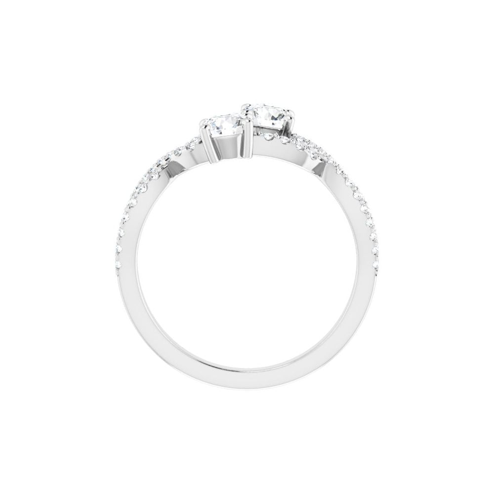 3/4 CT Natural Diamond Two-Stone Ring in 14K White Gold