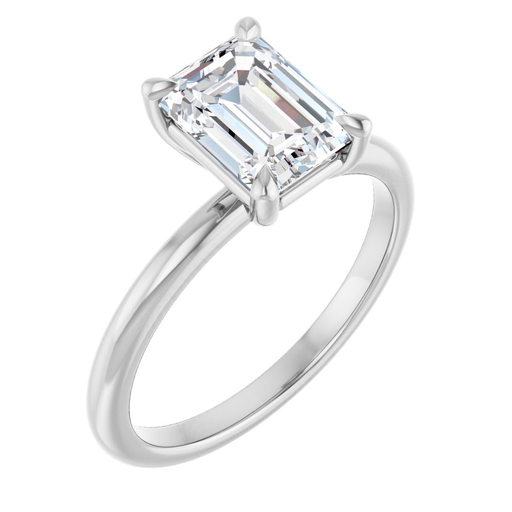 1 3/4 CT Lab-Grown Emerald Diamond Solitaire Ring in 14K White Gold