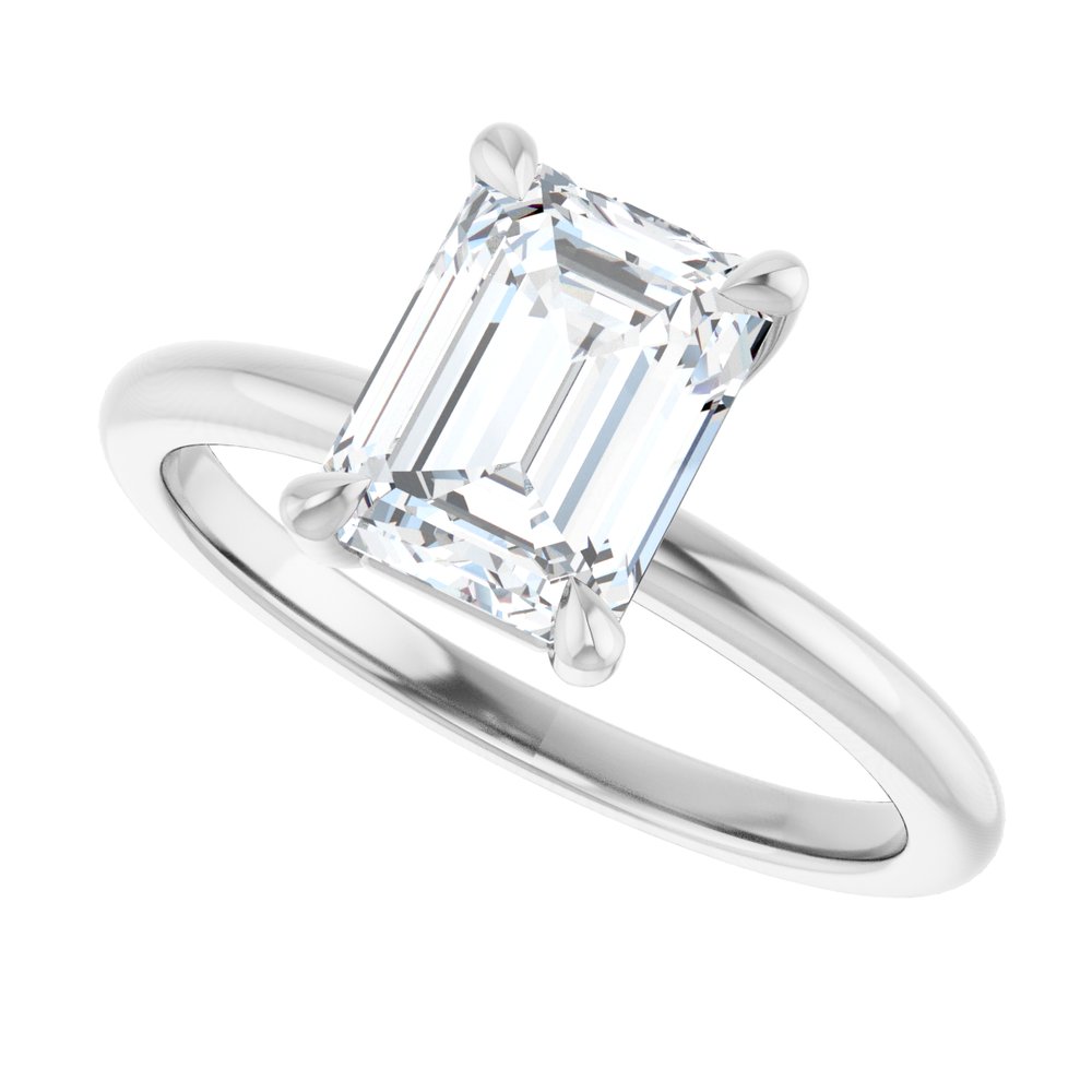 1 3/4 CT Lab-Grown Emerald Diamond Solitaire Ring in 14K White Gold