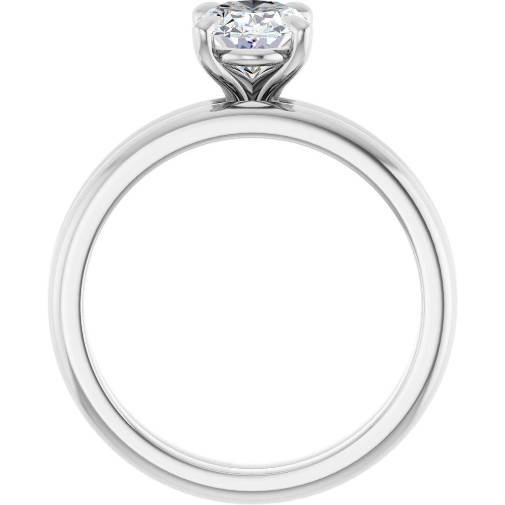 1 CT Lab-Grown Oval Diamond Solitaire Ring in 14K White Gold