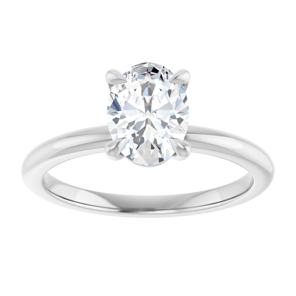 1 CT Lab-Grown Oval Diamond Solitaire Ring in 14K White Gold