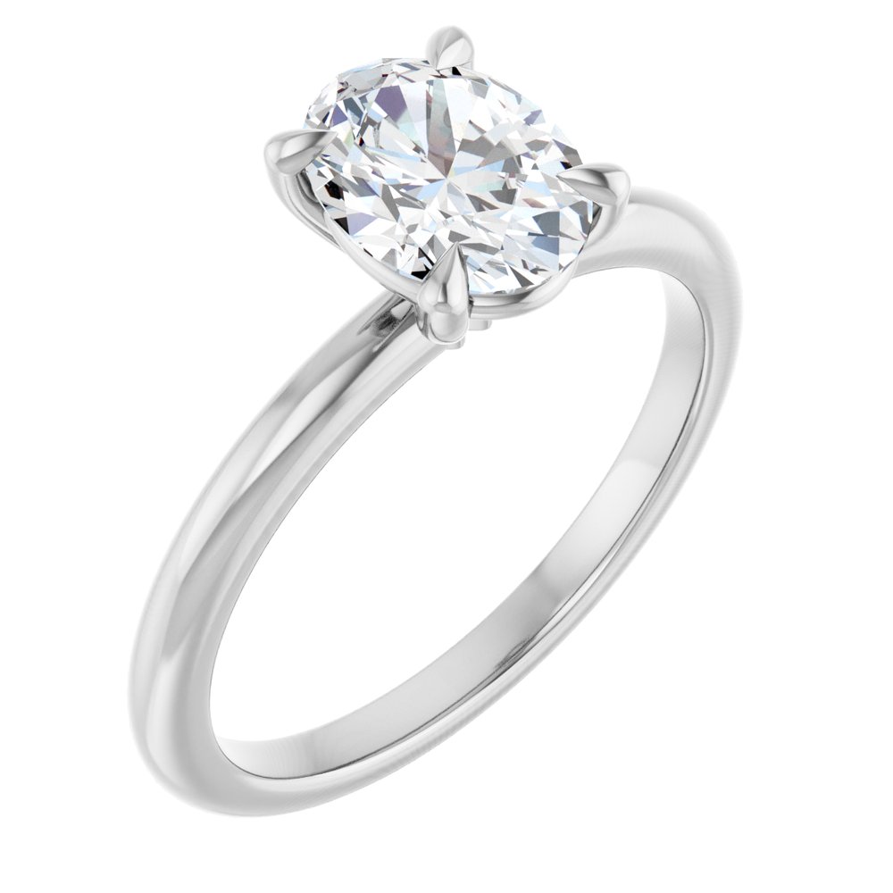 1 CT Lab-Grown Oval Diamond Solitaire Ring in 14K White Gold