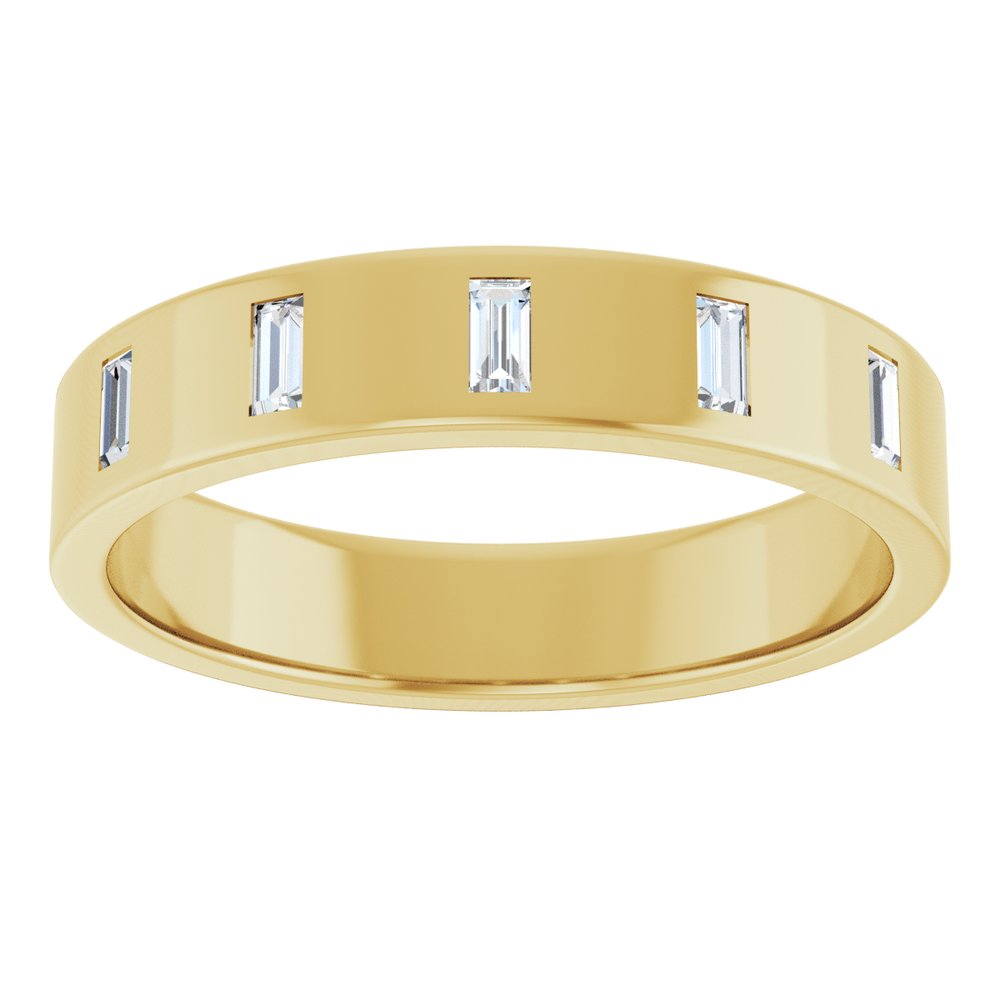 1/6 CT Natural Baguette Diamond Band in 14K Yellow Gold