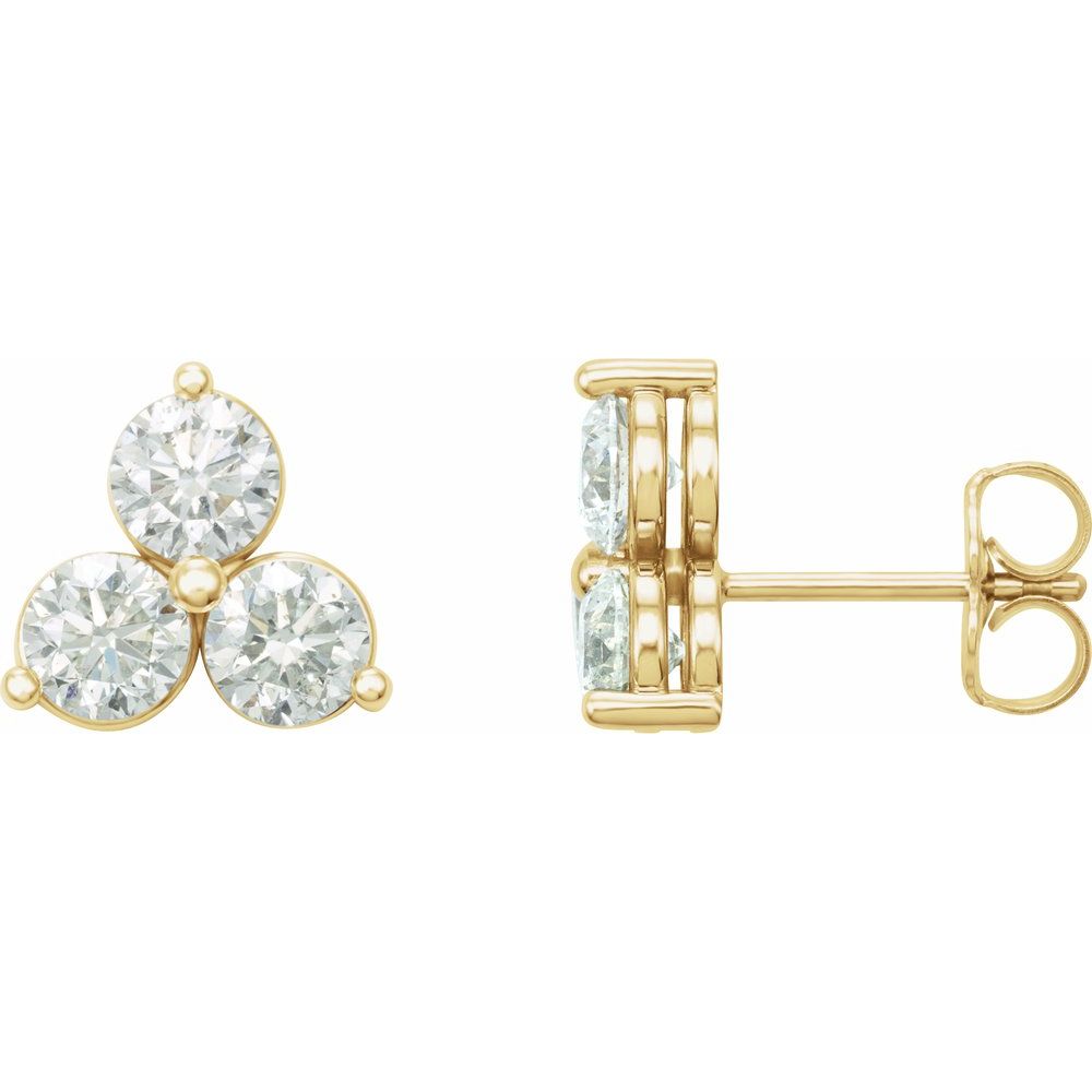 1/4 CT Lab-Grown Diamond Three-Stone Earrings in 14K Yellow Gold