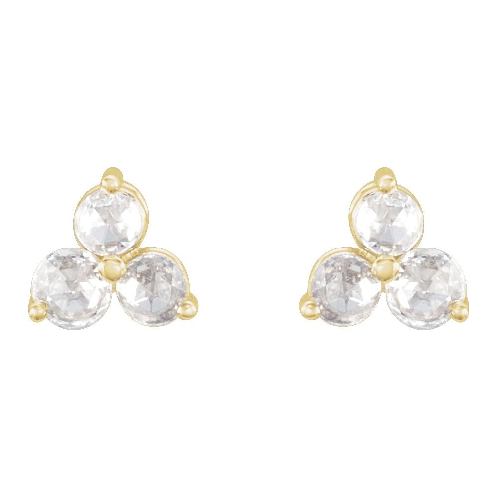 1/4 CT Lab-Grown Diamond Three-Stone Earrings in 14K Yellow Gold