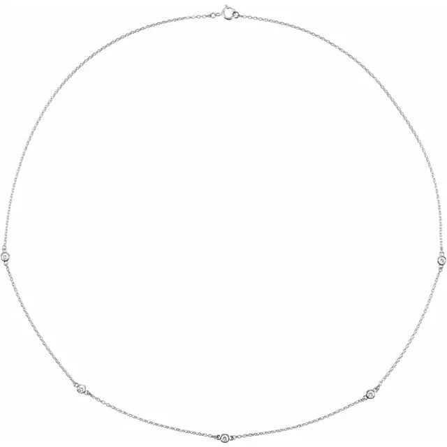 14K White Gold 1/4 CTW Natural Diamond 5-Station 18" Necklace