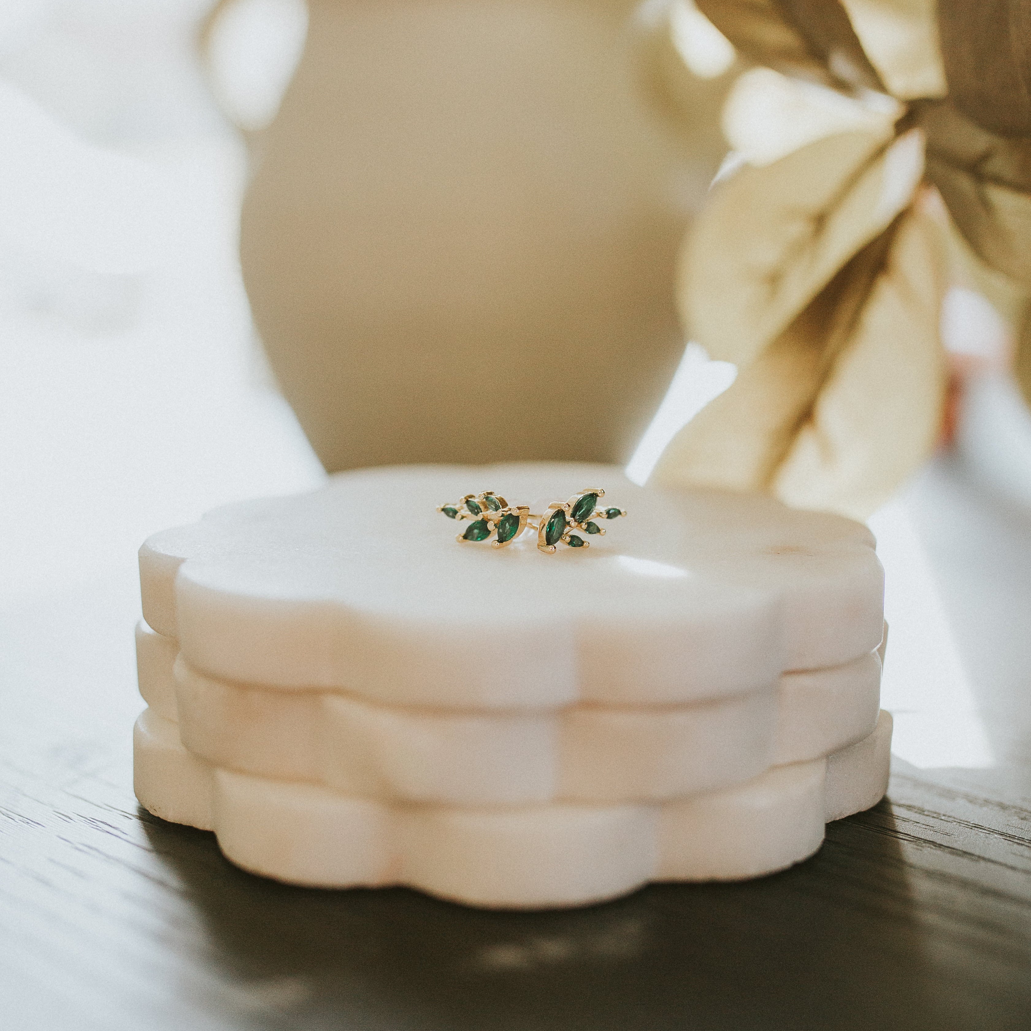 Haifa Emerald Olive Studs