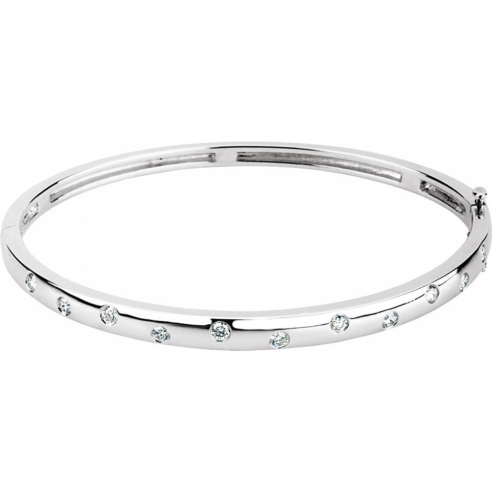 1/2 CT Natural Diamond Bangle in 14K White Gold